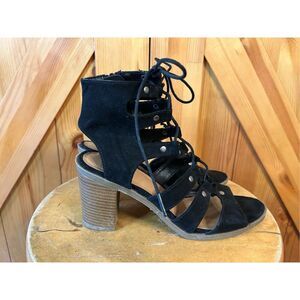 DV Dolce Vita Black Strappy Heeled Sandals Size 8 Lace Up